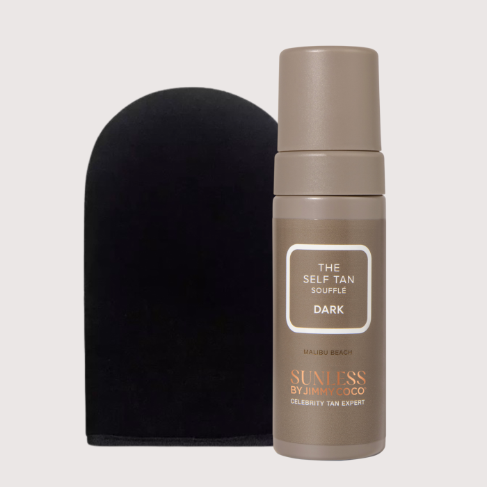 The Self Tan Soufflé - Dark - najlepszy samoopalacz wybierany przez gwiazdy - kim kardashian Kylie Jenner kendall jenned najlepsza rękawica do aplikacji samoopalacza